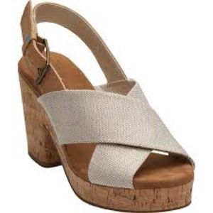 Toms Ibiza Womens Leather Trim Cork Platform Sandals size 6 nwt no box